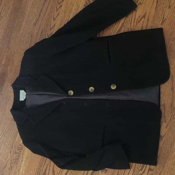 Vtg 90s Wool/Cashmere Blend Black Old Money Classic Long Line Blazer Sz 8 - Picture 4 of 9